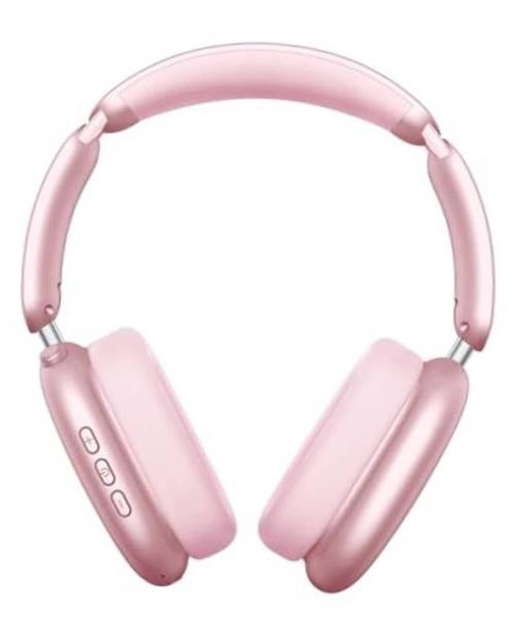 Pink over-ear wireless noise-cancelling headphones with padded earcups and buttons
