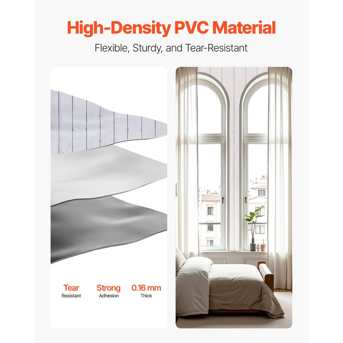High-density PVC self-adhesive wallpaper, tear-resistant, light blue wood-grain texture