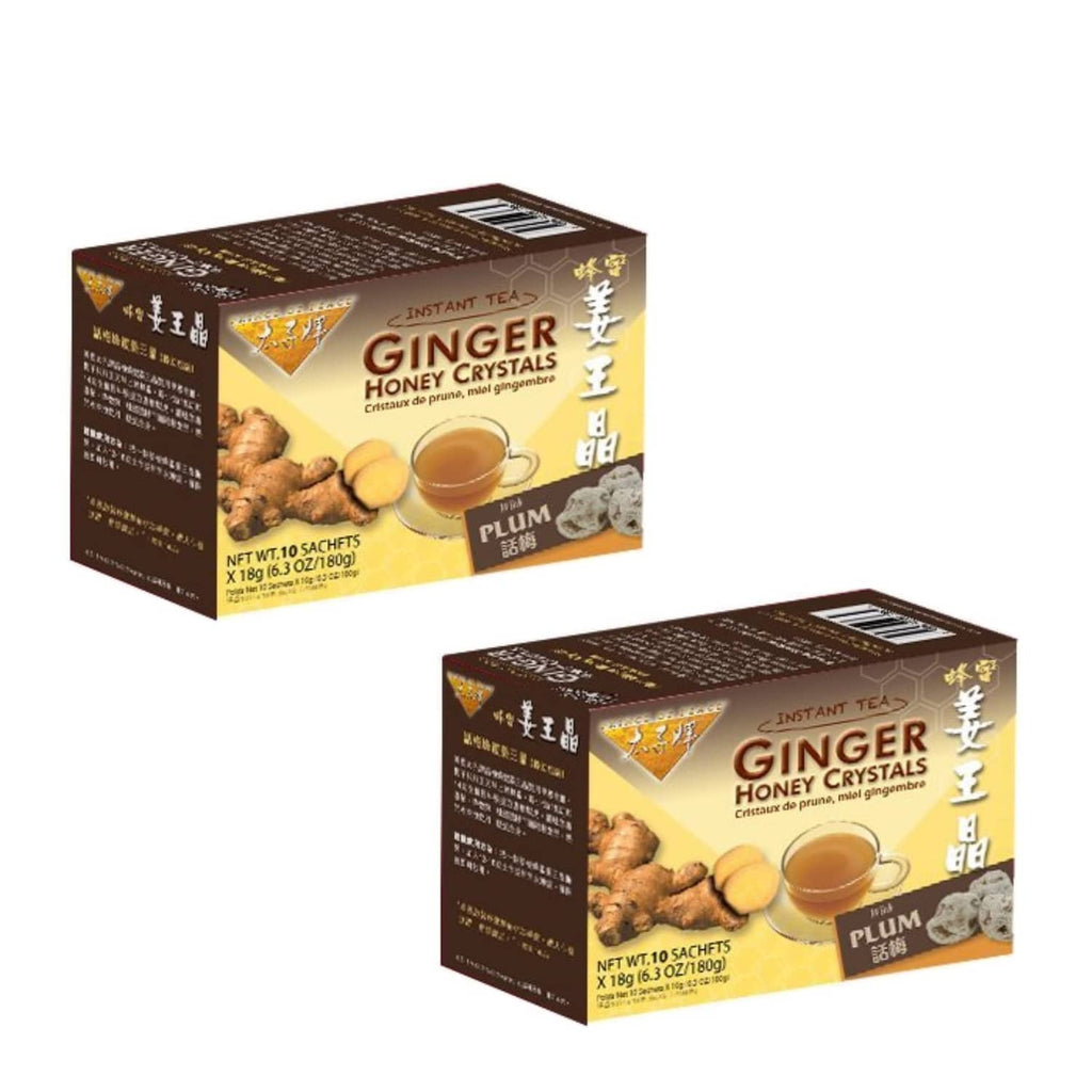 Instant ginger honey crystals tea boxes, plum flavor, dark red packaging set