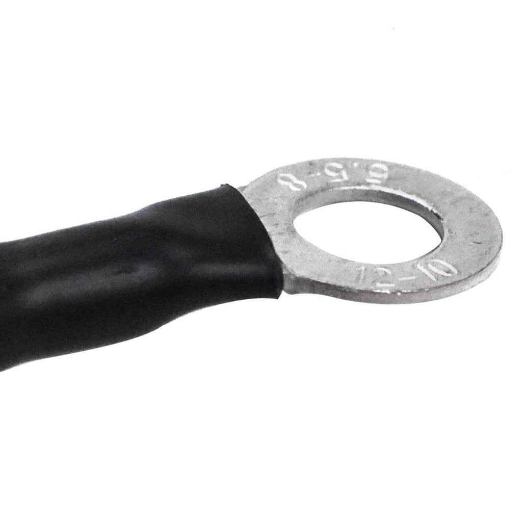 Engine wiring harness ring terminal with black wire lead