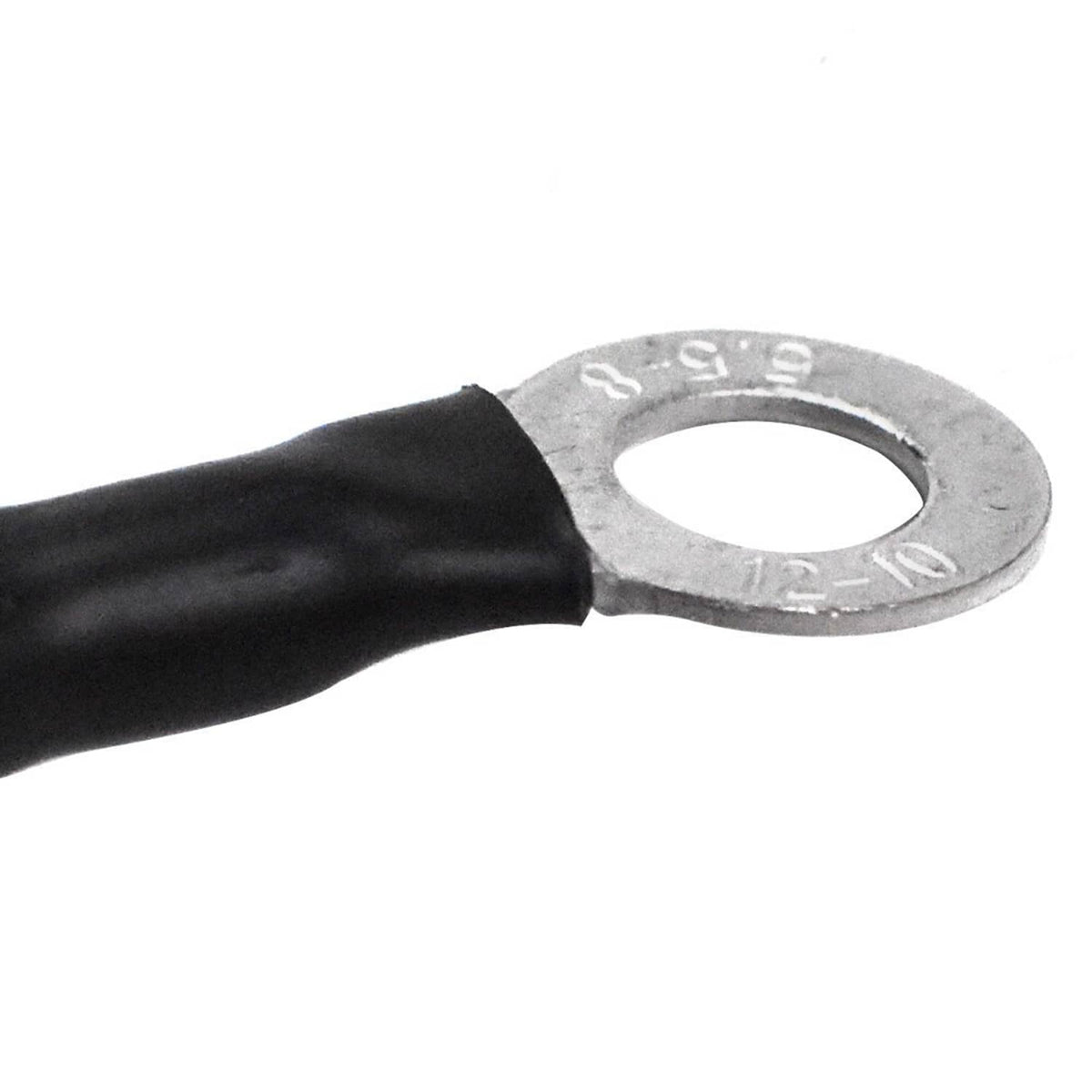 Engine wiring harness ring terminal with black wire lead