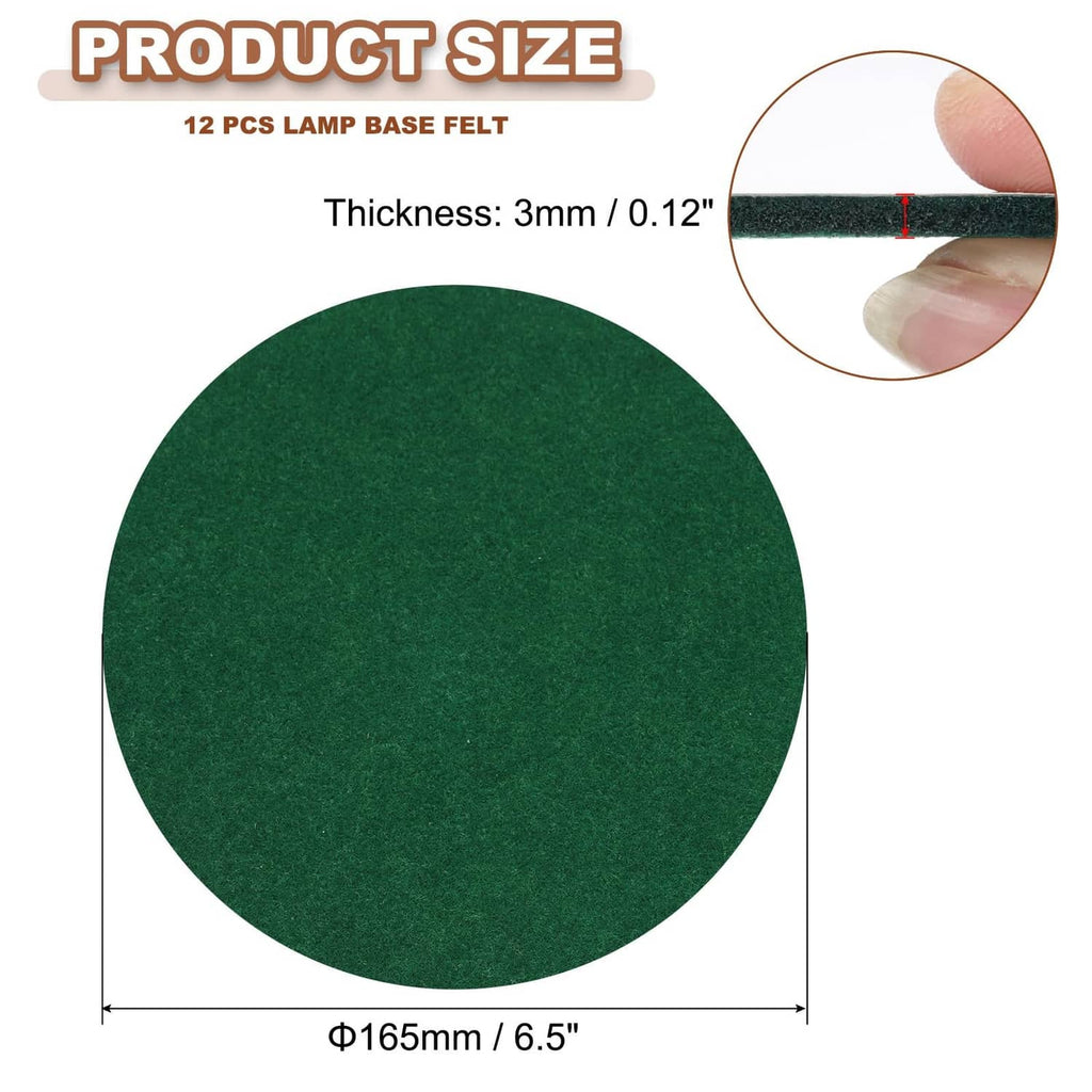Dark green round felt lamp base pad, single disc for under-lamp use