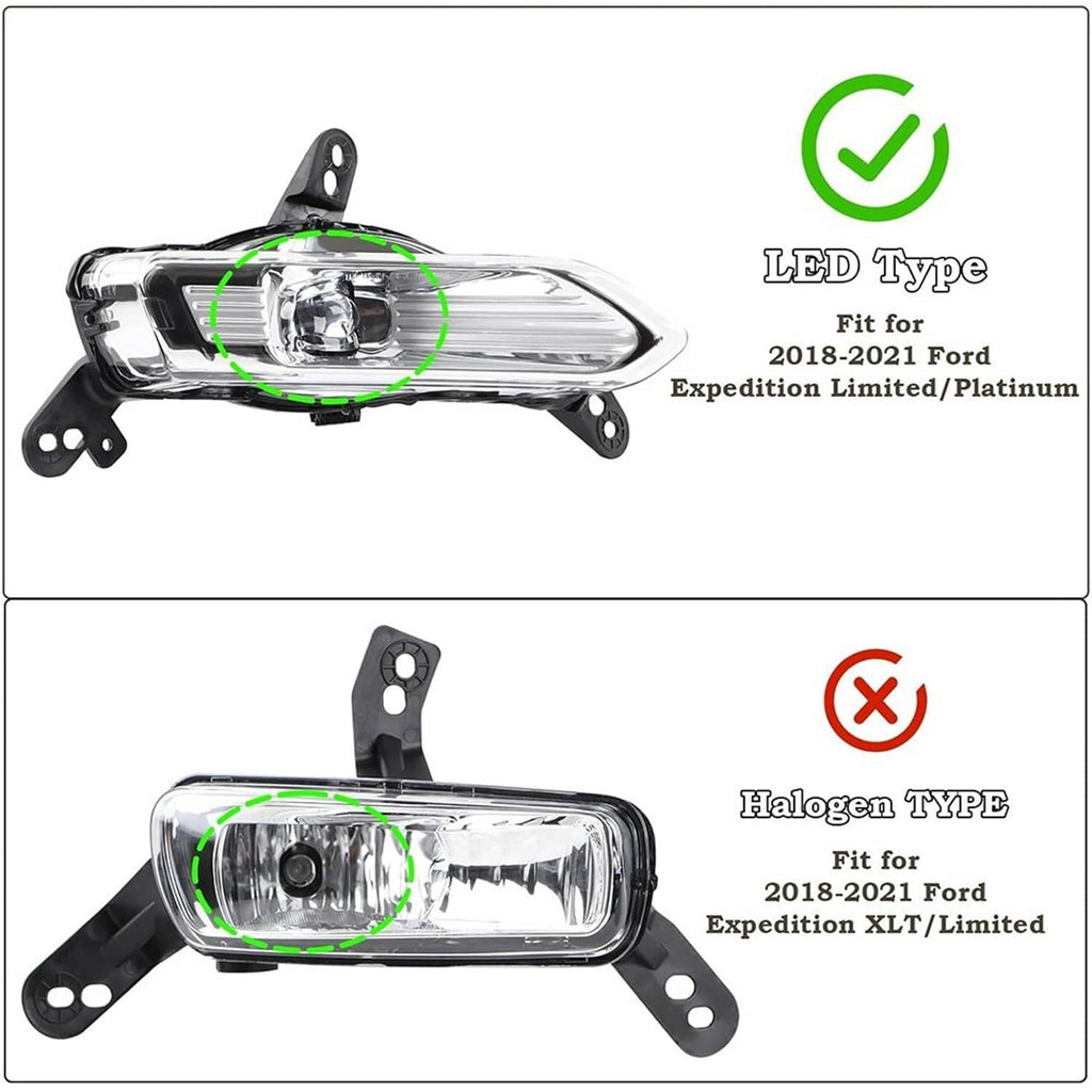 LED fog light fitment image highlighting clear lens and black base bracket