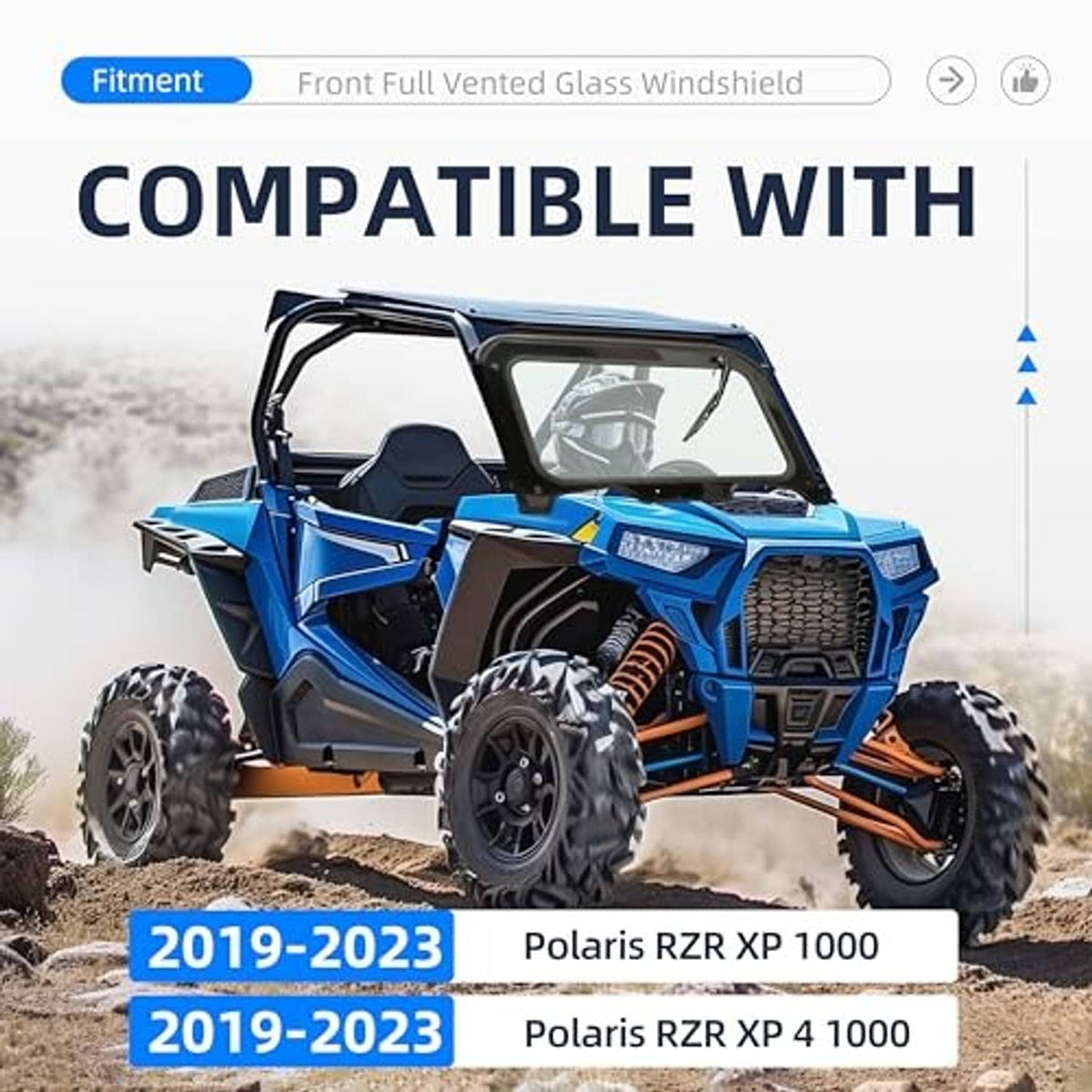 Front full vented glass windshield for Polaris RZR XP 1000/XP 41000 UTV