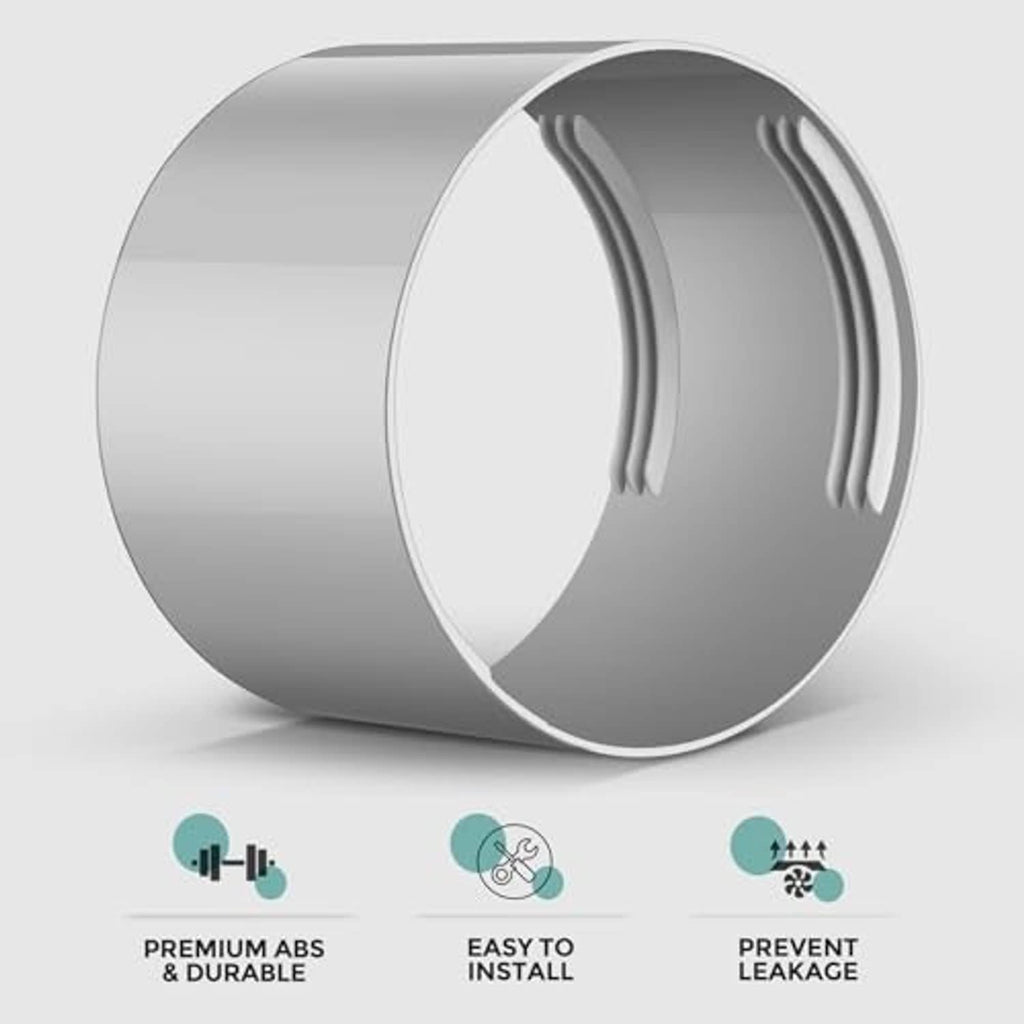 Gray and white air conditioner hose coupler with ribbed threaded opening