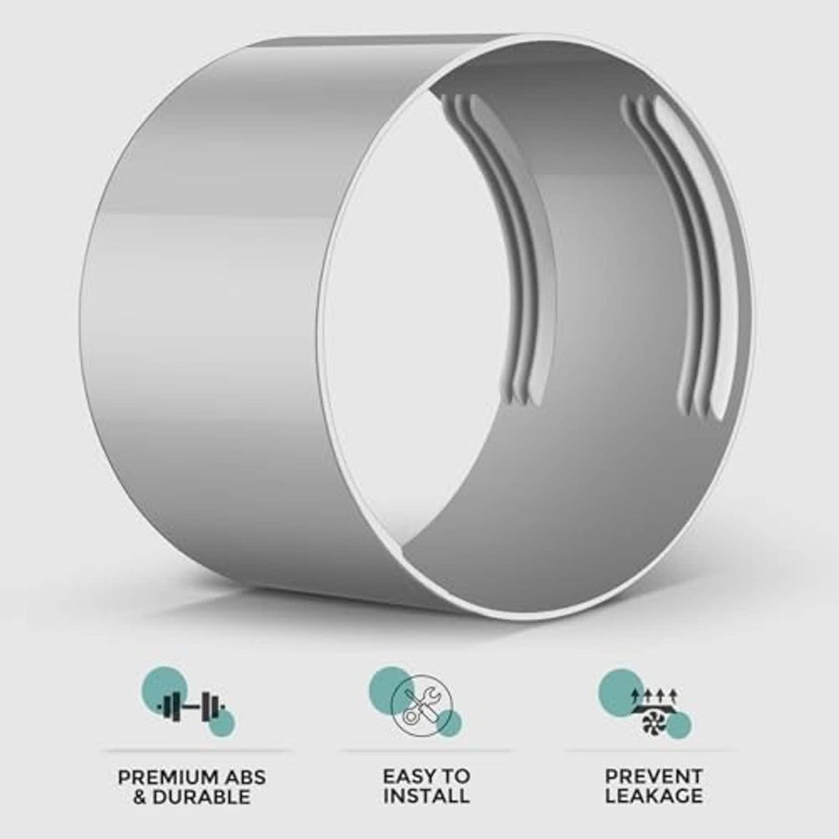 Gray and white air conditioner hose coupler with ribbed threaded opening