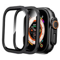 Black protective case with raised bezel and clear screen cover for Apple Watch Ultra