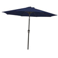 Navy patio umbrella with open canopy and push-button tilt, 9 ft pole