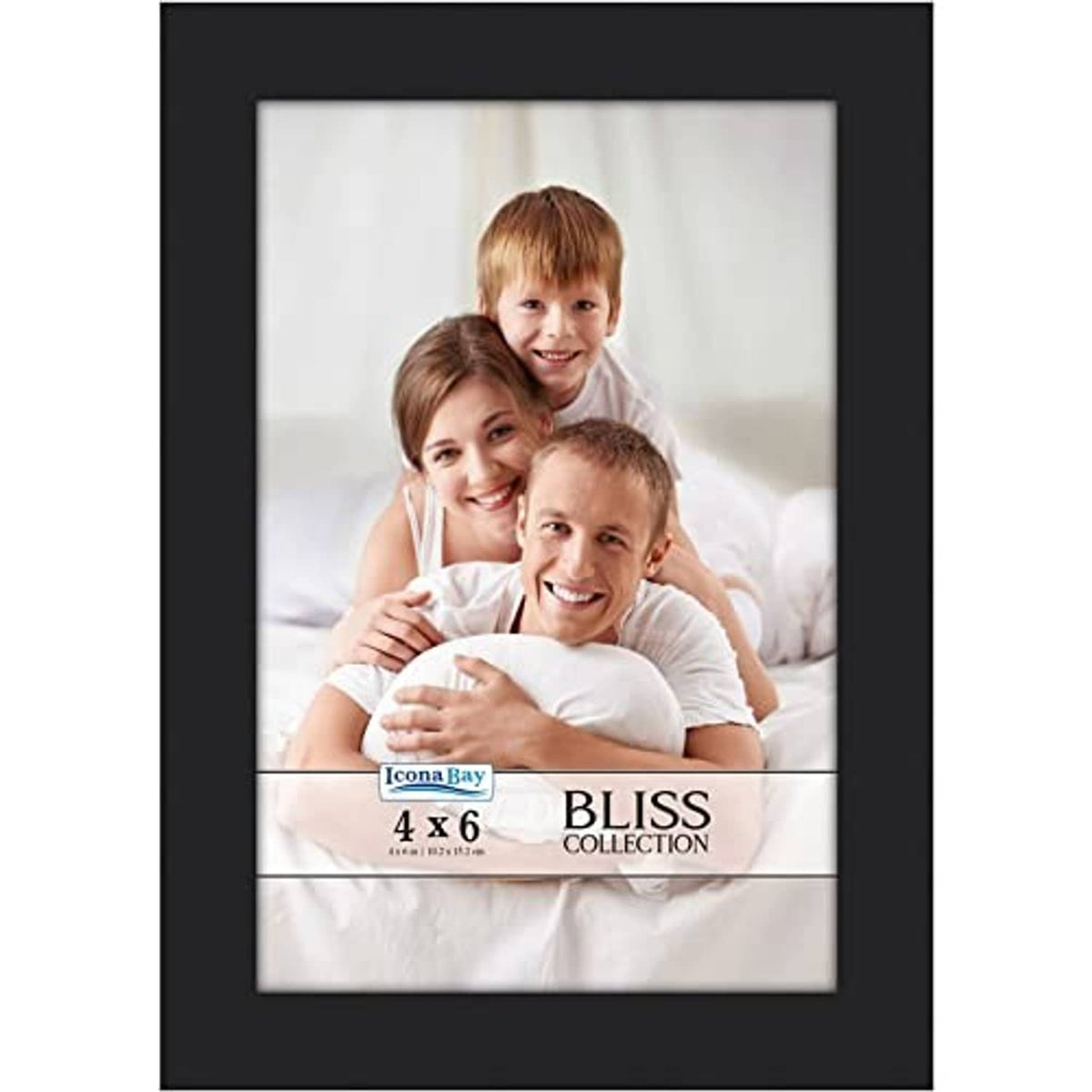 Black 4x6 photo frame with modern border and clear front