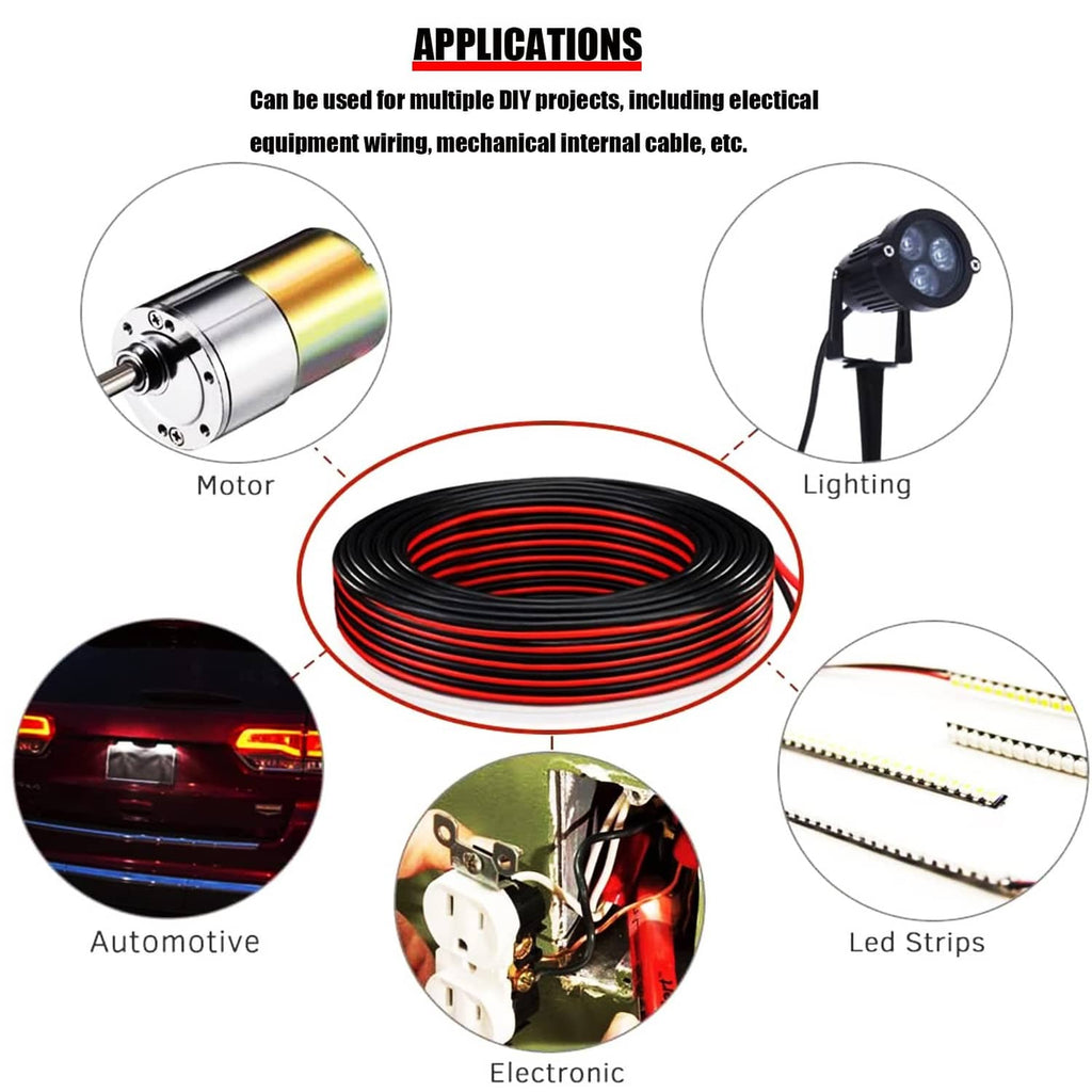 Coiled red-and-black tinned copper wire for wiring, electronics, and lighting