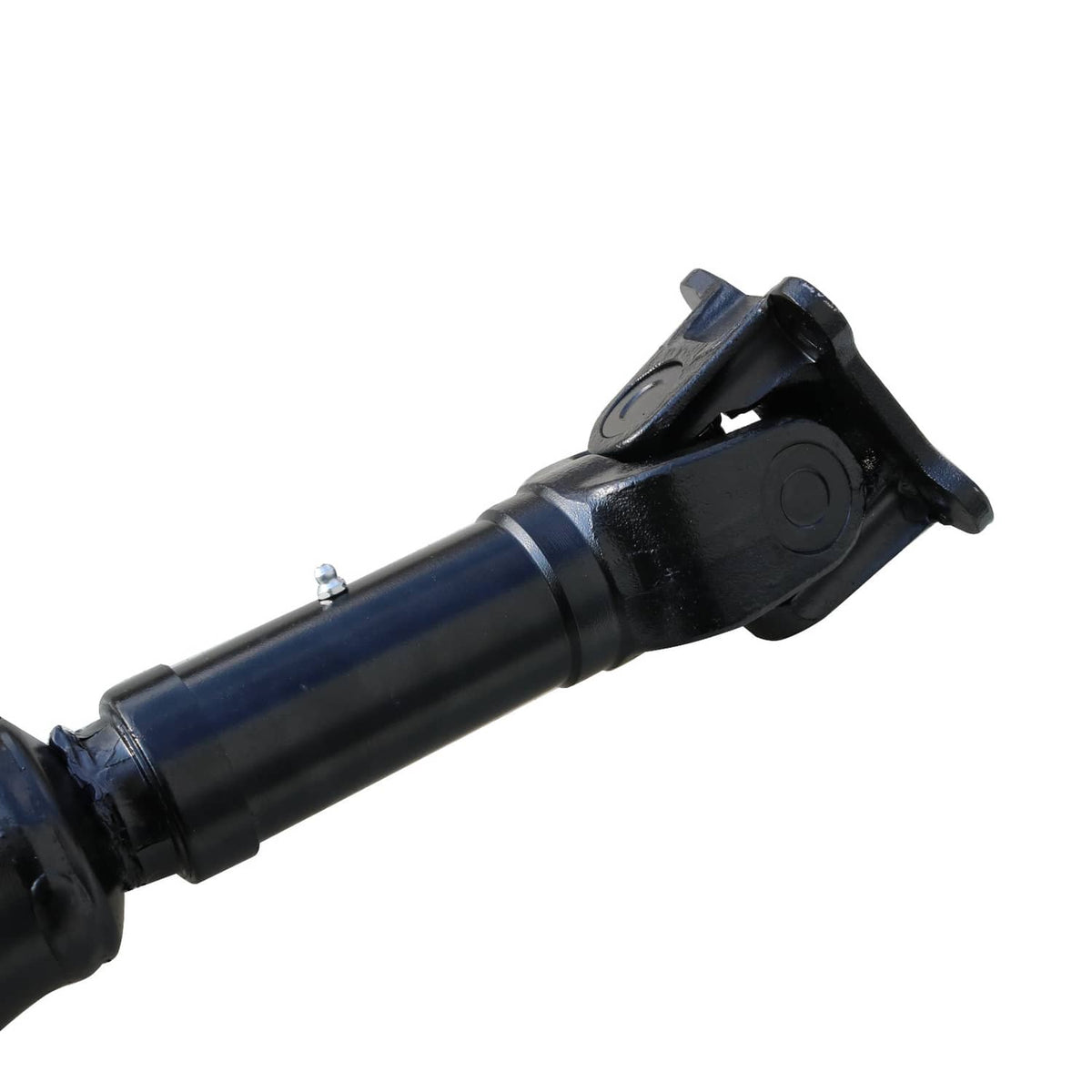 Rear driveshaft universal joint and linkage near the shaft end