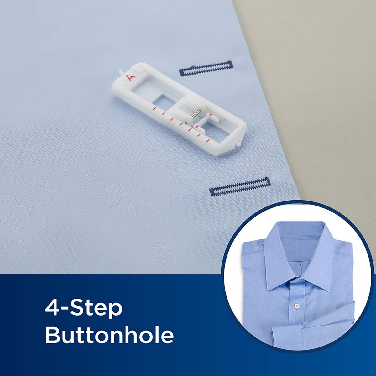 4-step buttonhole lever and guide components for a sewing machine