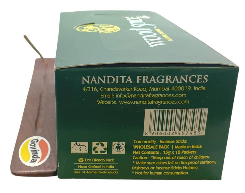 Incense kit box with barcode side, wood holder, and incense stick