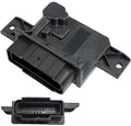 Black fuel pump power control module with electrical connector and mounting tabs