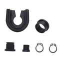 Manual transmission shift cable bushing kit, black U-shaped and round rubber bushings