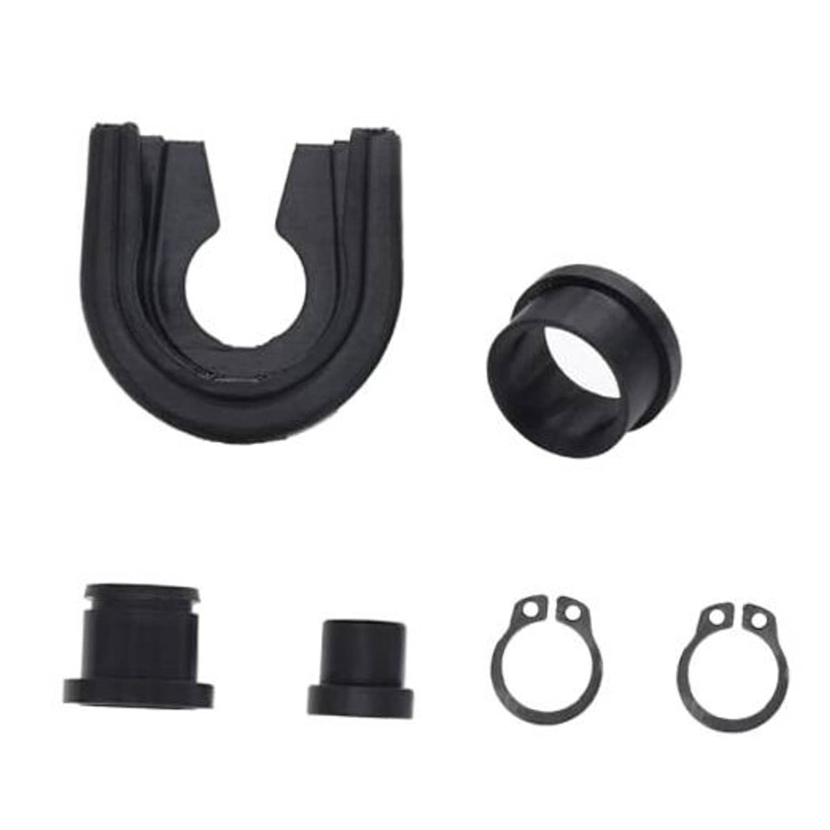 Manual transmission shift cable bushing kit, black U-shaped and round rubber bushings