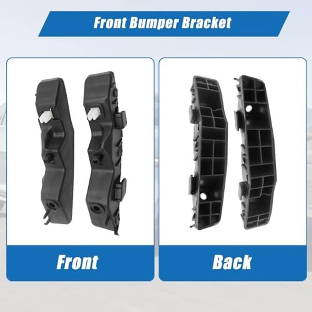 Black front bumper bracket pieces, shown front and back views