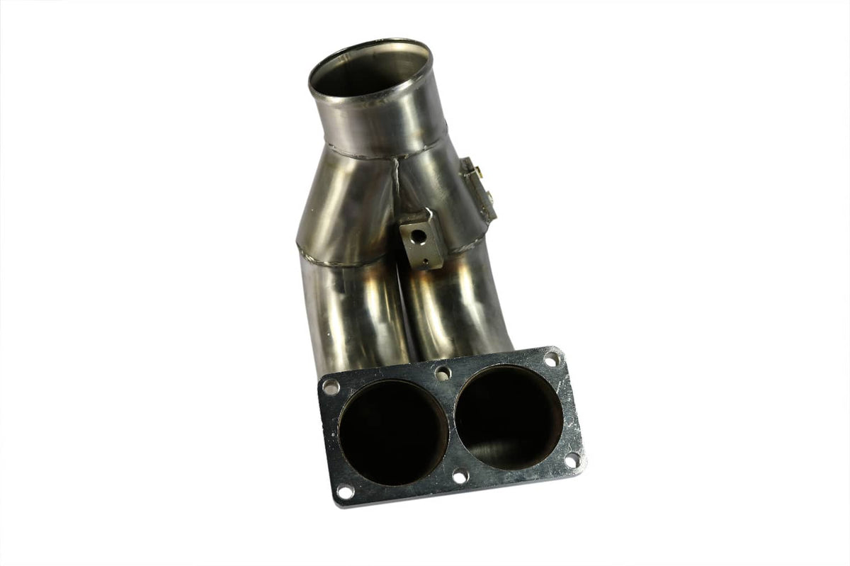 Stainless steel intake manifold pipe with dual circular openings flange