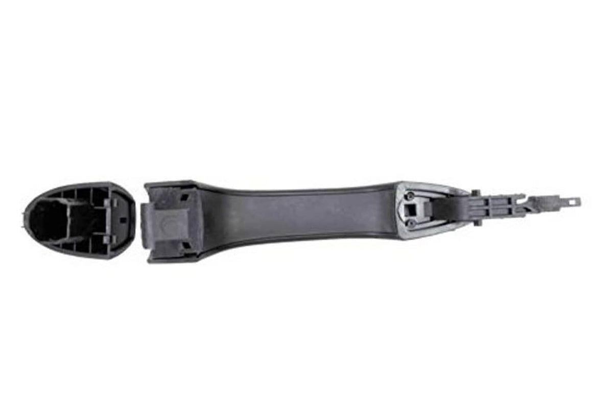 Black exterior door handle base with mounting hardware and connector