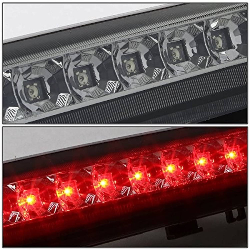 Smoked-lens LED third brake light showing multiple red LED bulbs in black bezel