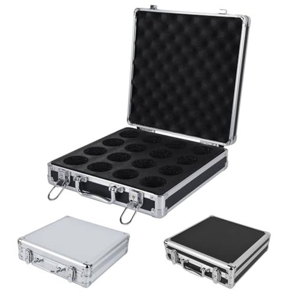 Billiards ball storage case in silver with open lid and black foam ball compartments