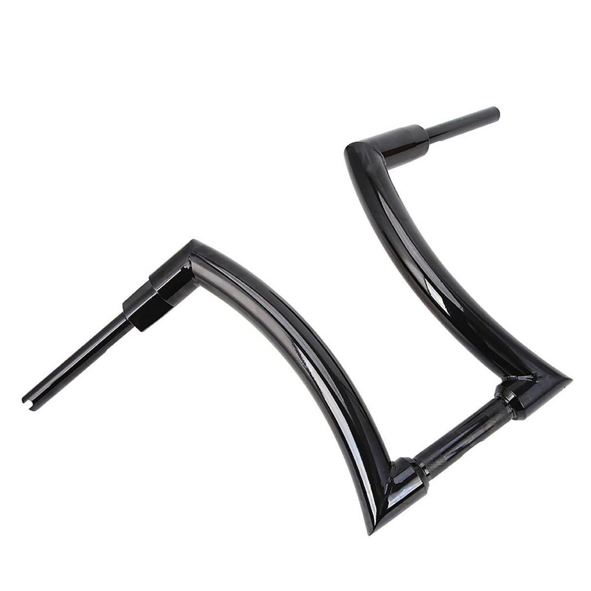 Black ape-hanger handlebars with angled ends and clamp mounts