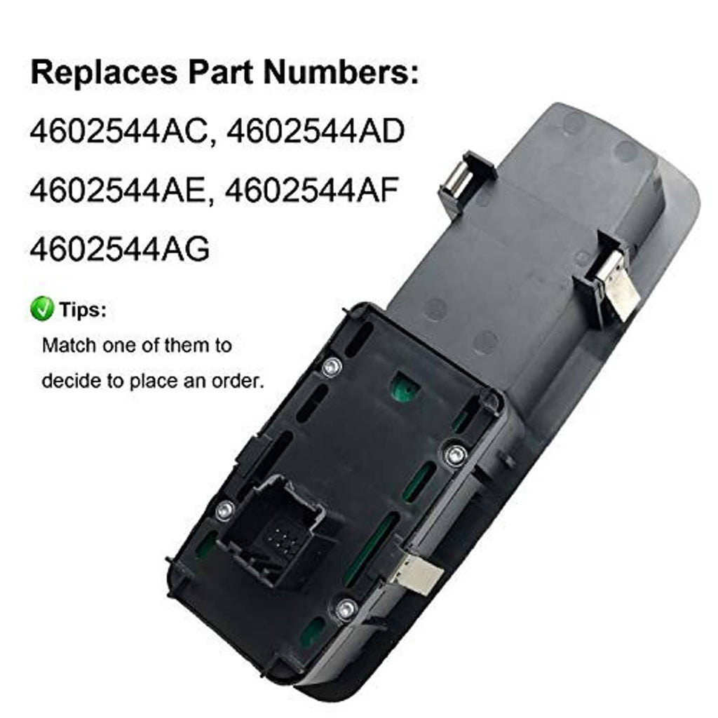 Power window switch underside with wiring connector and mounting clips