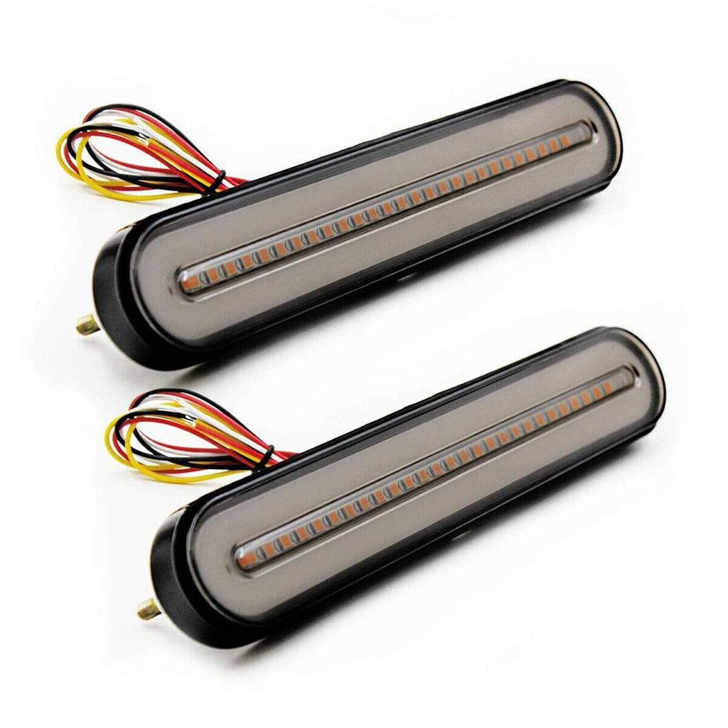 Pair of LED light bars with wiring harness, slim gray housing and clear LED lens