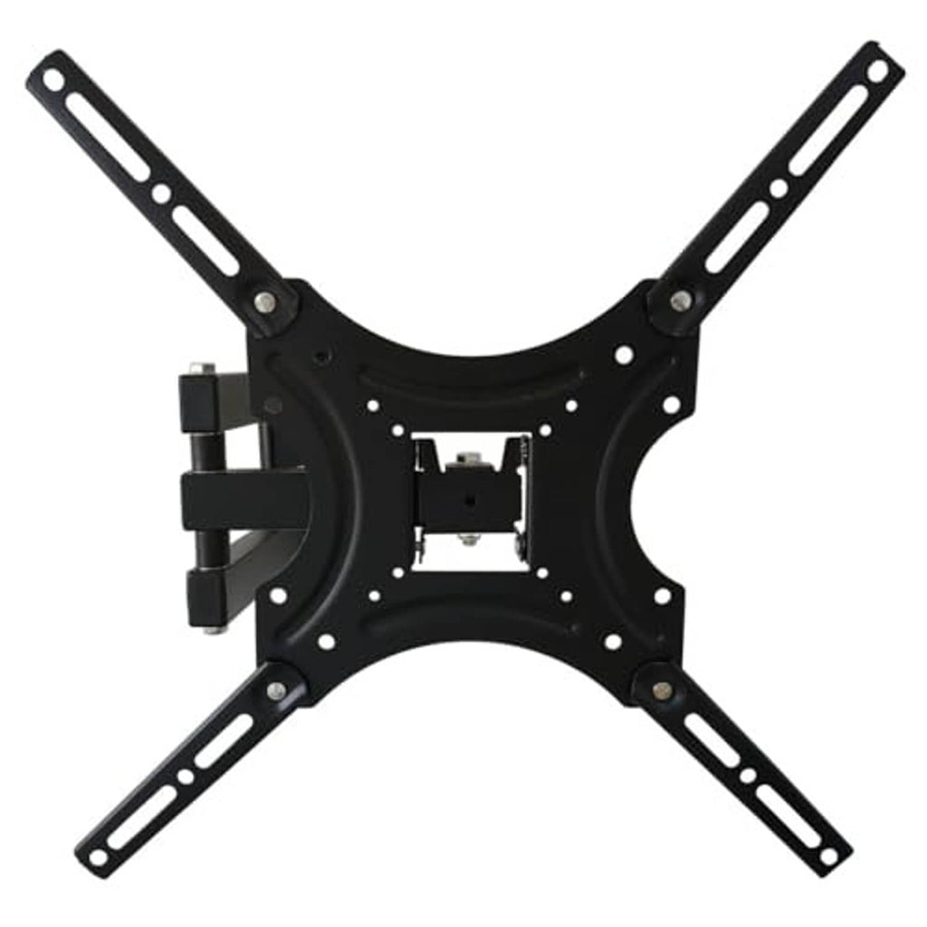 TV wall mount bracket with central VESA plate and two vertical hinge arms, black.