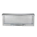 Silver rear tailgate license plate pocket with rectangular recess and handle