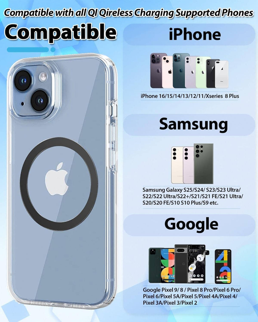 Black magnetic ring sticker on phone back with centered Apple logo cutout