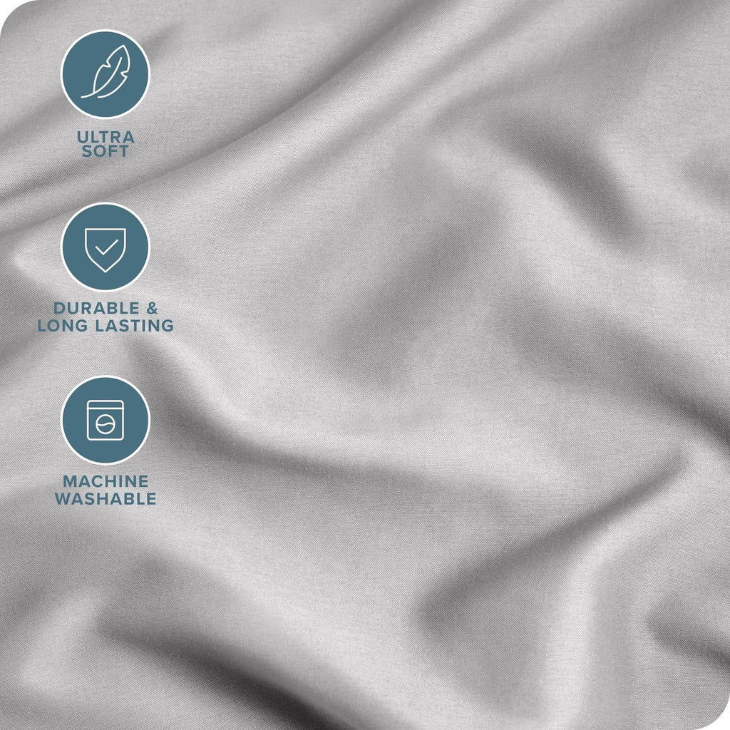Light gray microfiber fabric pillowcase with soft woven texture