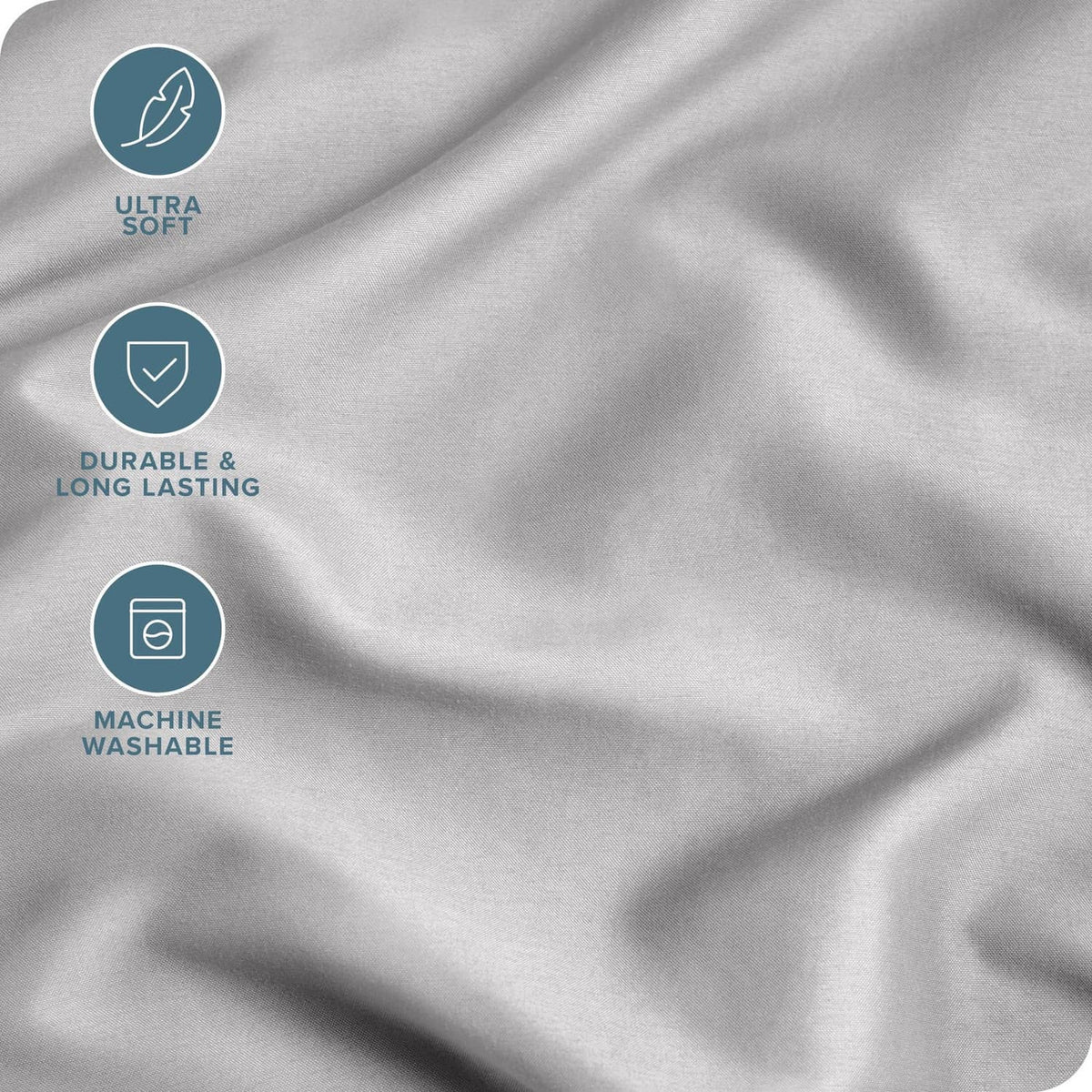 Light gray microfiber fabric pillowcase with soft woven texture