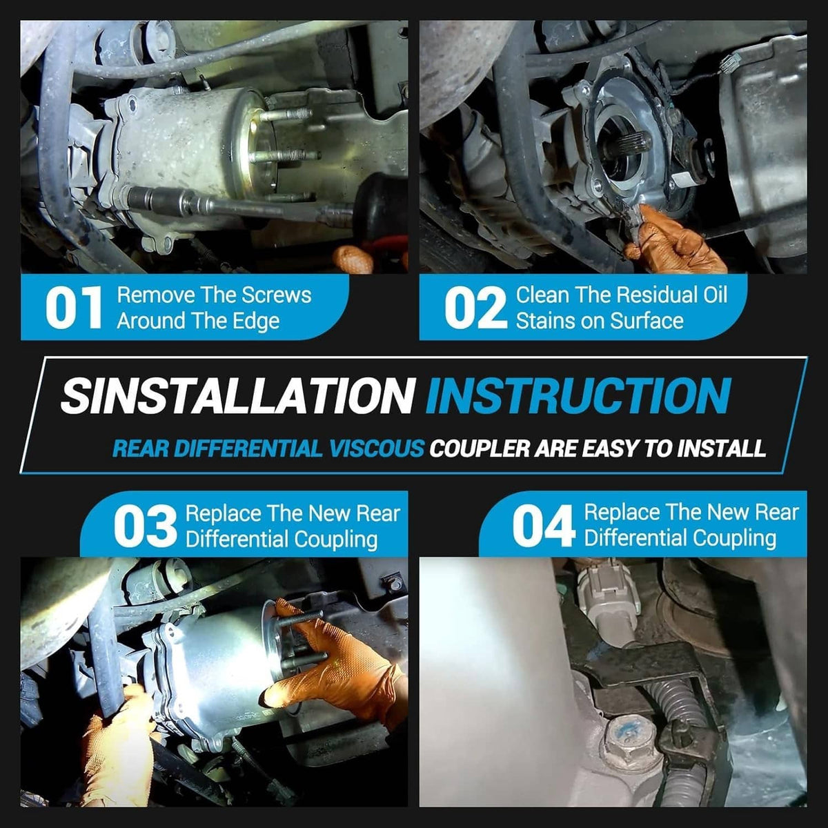 Rear differential coupling installation steps on vehicle underside