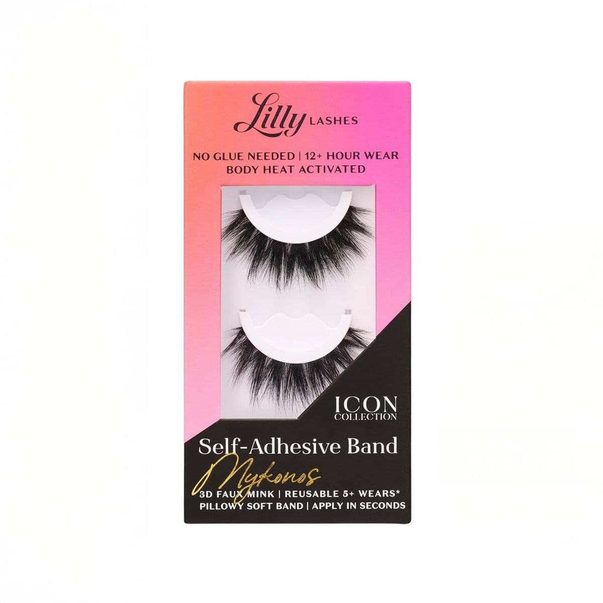 Lilly Lashes self-adhesive faux mink band lashes, black, 1 pair pack