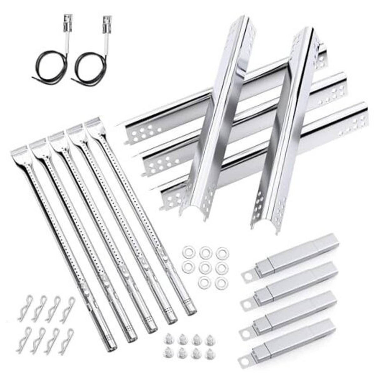 Stainless steel burner heat plates and mounting hardware replacement kit