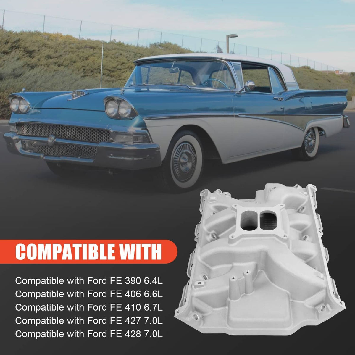 Aluminum intake manifold with open runner ports and mounting surface