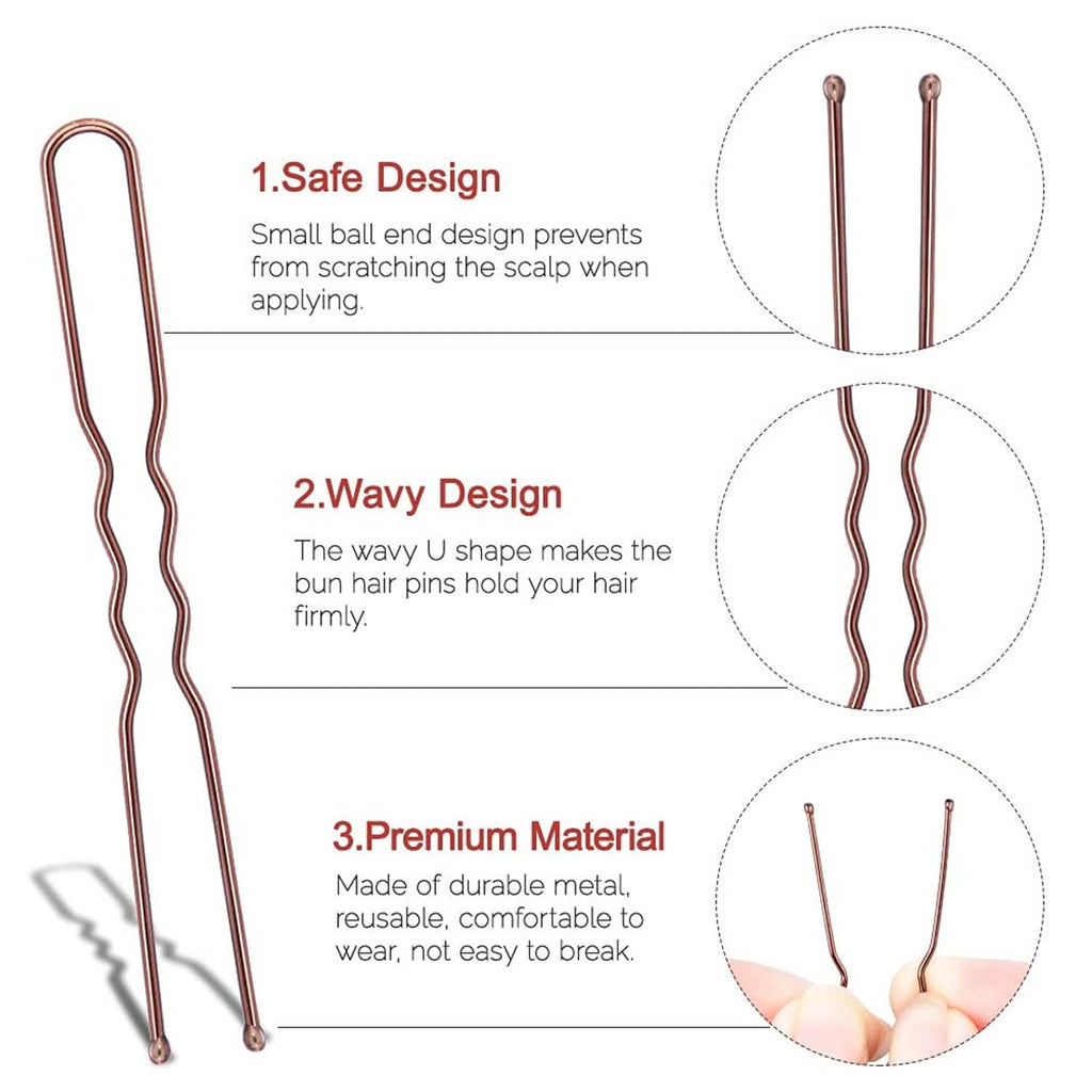 U-shaped hair pins with wavy design and small ball ends
