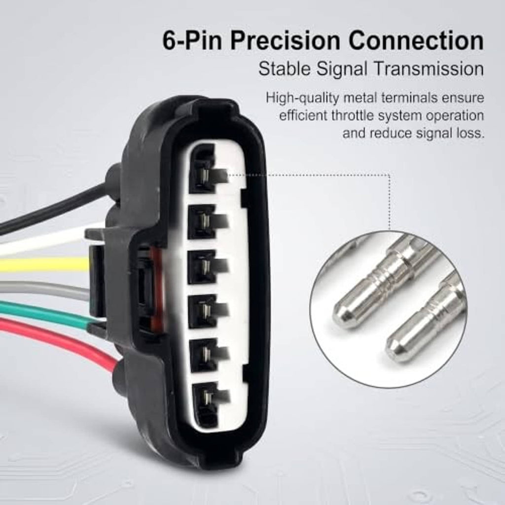 6-pin throttle body wiring harness pigtail connector with multicolor wires
