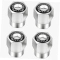 Silver metal tire valve stem cap with Mercedes-Benz emblem and black seal ring