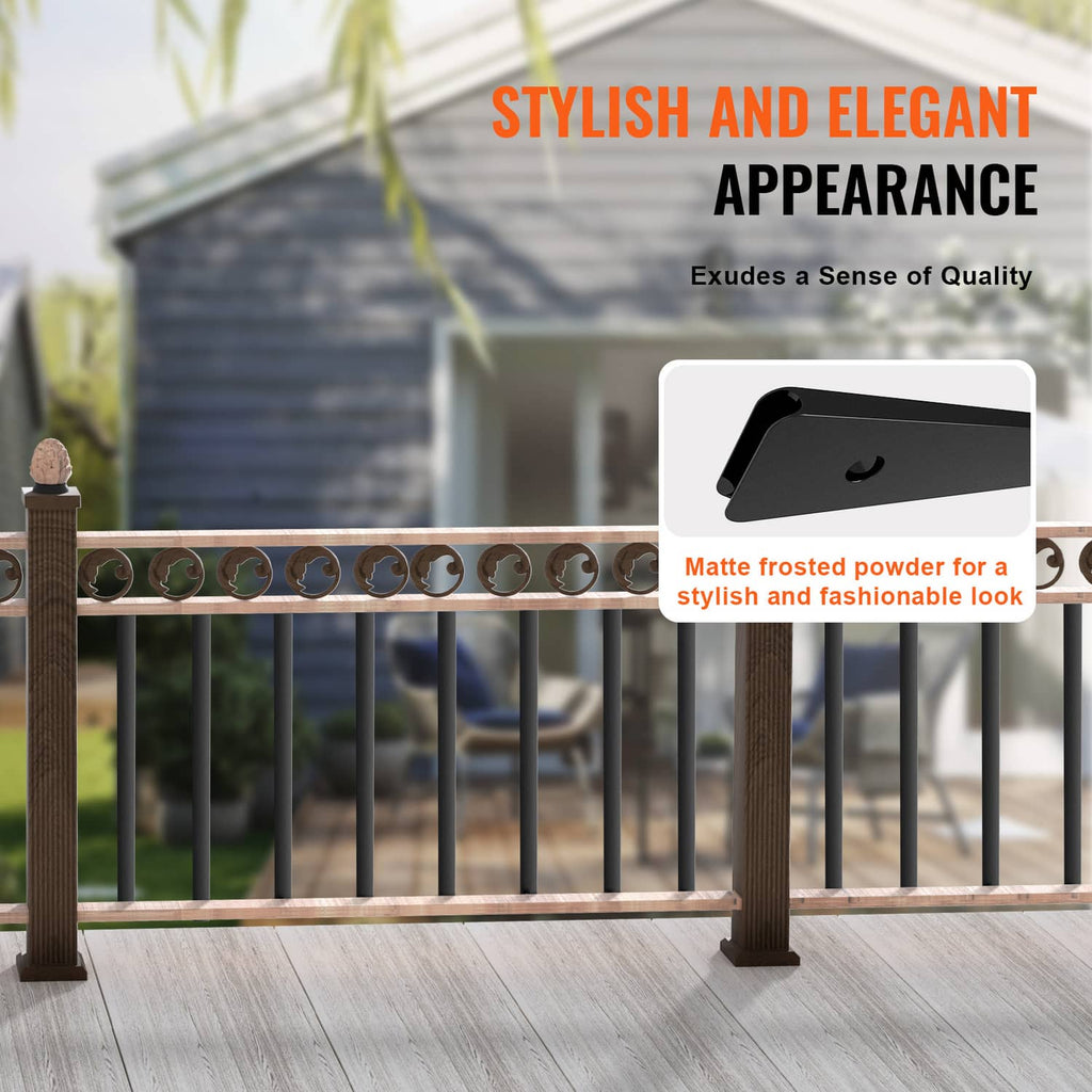 Matte black aluminum deck balusters with matte, powder-coated finish