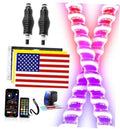 RGB LED whip lights set: two spiral tubes plus controller, remote, and power kit