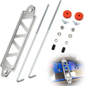 Silver aluminum car battery tie-down bracket kit with 10 in J-hooks, bolts, and hardware