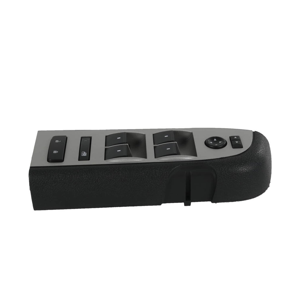 Master power window switch with black bezel and multi-button control panel.