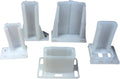 White rear cabinet slide bracket parts, open-faced track hardware components