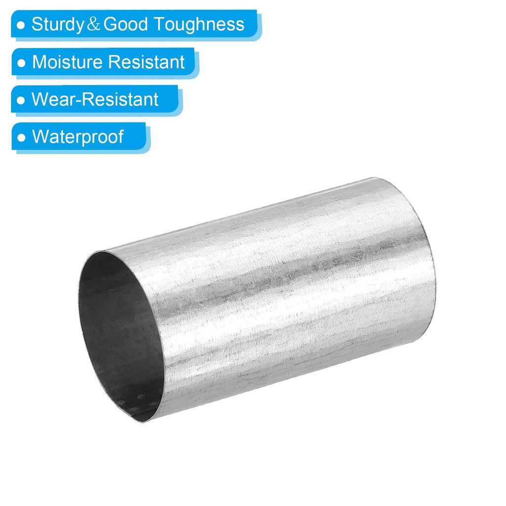 Silver galvanized duct connector sleeve, smooth cylindrical metal tube