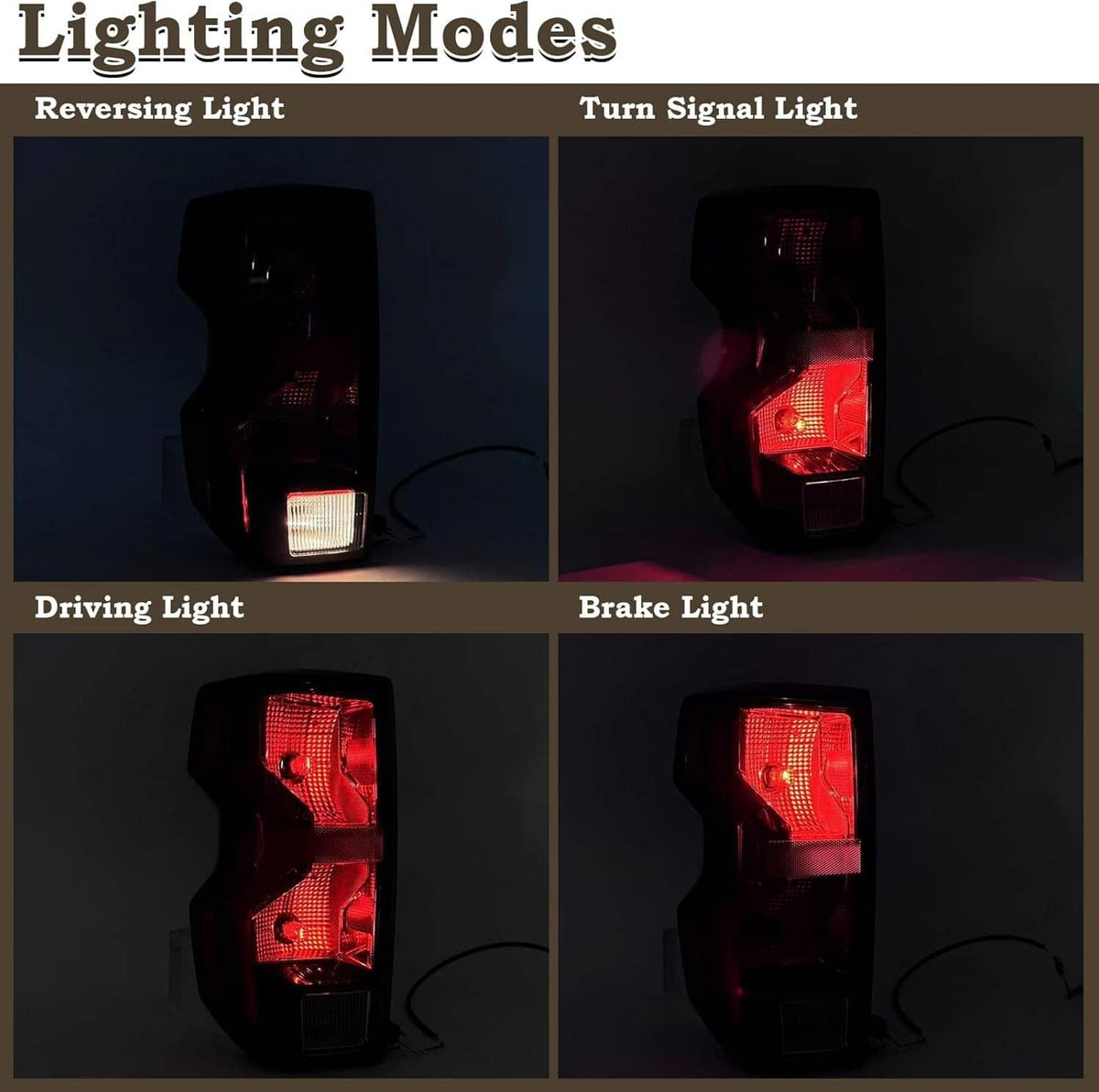 Left tail light showing reversing, turn, driving, and brake light modes