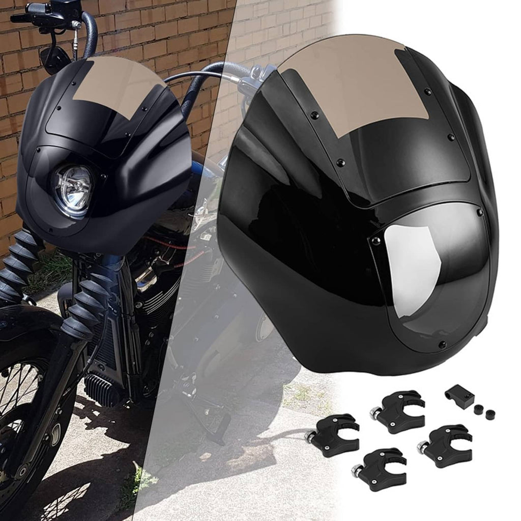 Black quarter fairing windshield with tinted visor and included mounting brackets