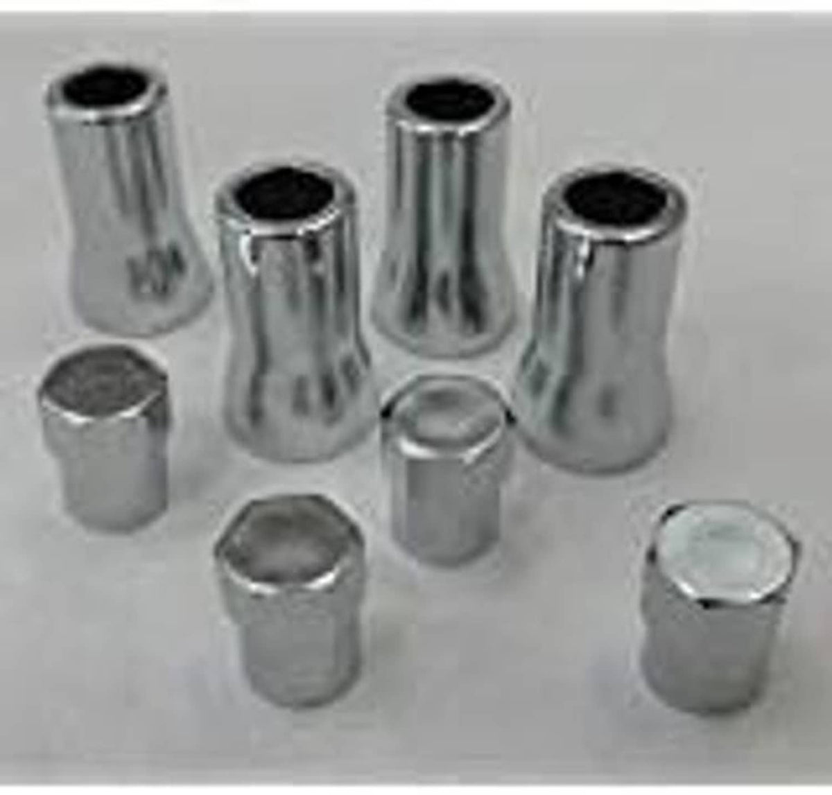 Chrome TPMS valve stem sleeve covers and caps, assorted loose set with black tops