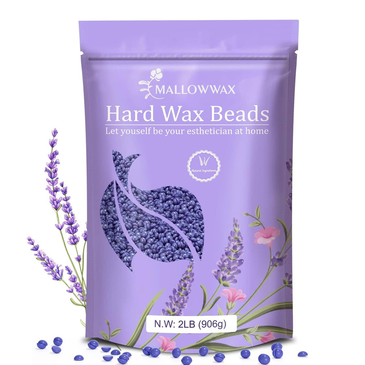 Mallowwax lavender hard wax beads pouch, N.W. 2 lb (906 g)
